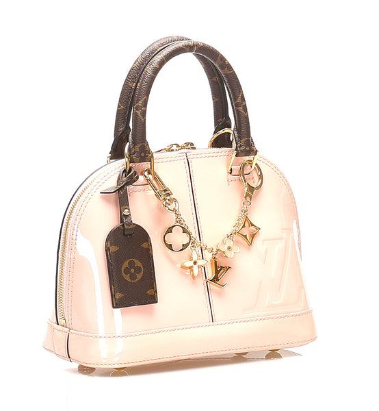 ルイ ヴィトン モノグラム アルマBB M51925 ピンク ブラウン パテントレザー PVC ハンドバッグ レディース LOUIS VUITTON 中古