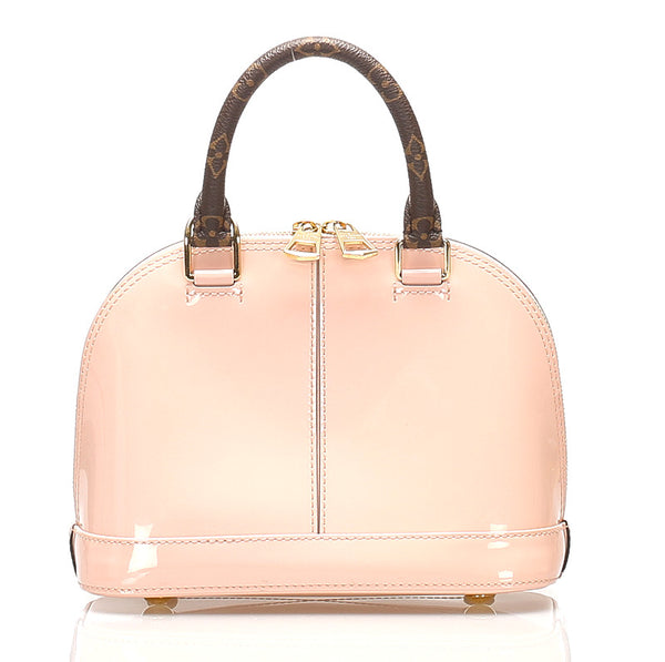 ルイ ヴィトン モノグラム アルマBB M51925 ピンク ブラウン パテントレザー PVC ハンドバッグ レディース LOUIS VUITTON 中古