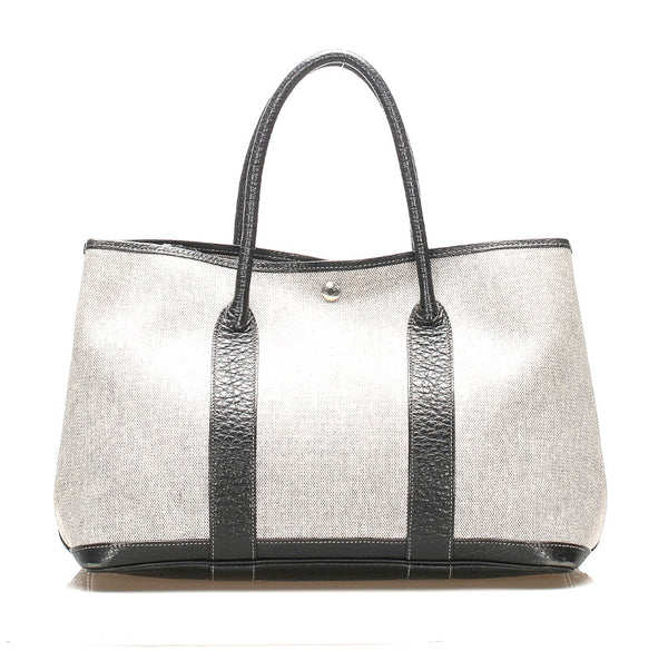 エルメス ガーデンパーティ ベージュ トワルアッシュ レザー ハンドバッグ レディース HERMES 中古