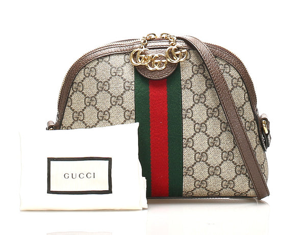 グッチ オフィディア シェリー 499621 ブラウン 茶 PVC レザー ショルダーバッグ レディース GUCCI 中古