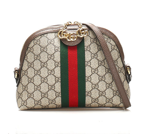 グッチ オフィディア シェリー 499621 ブラウン 茶 PVC レザー ショルダーバッグ レディース GUCCI 中古