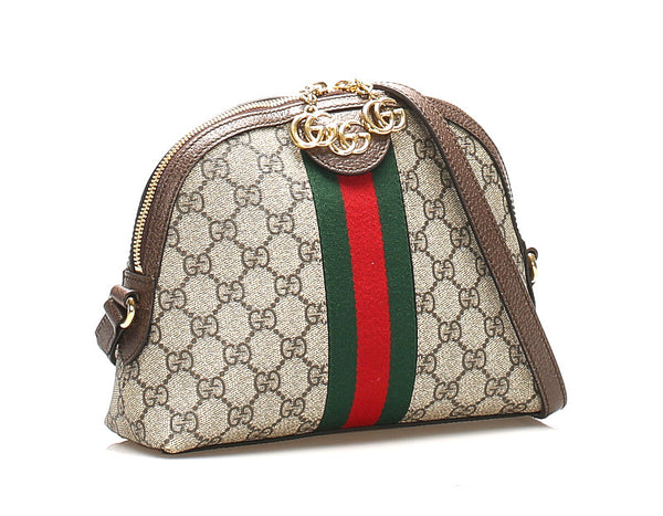 グッチ オフィディア シェリー 499621 ブラウン 茶 PVC レザー ショルダーバッグ レディース GUCCI 中古