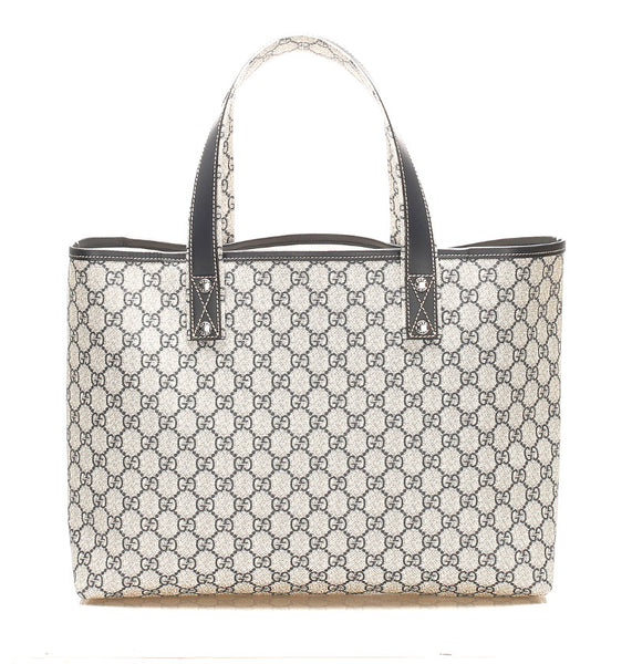 グッチ GGスプリーム 211134 ネイビー グレー PVC レザー トートバッグ ユニセックス GUCCI 中古