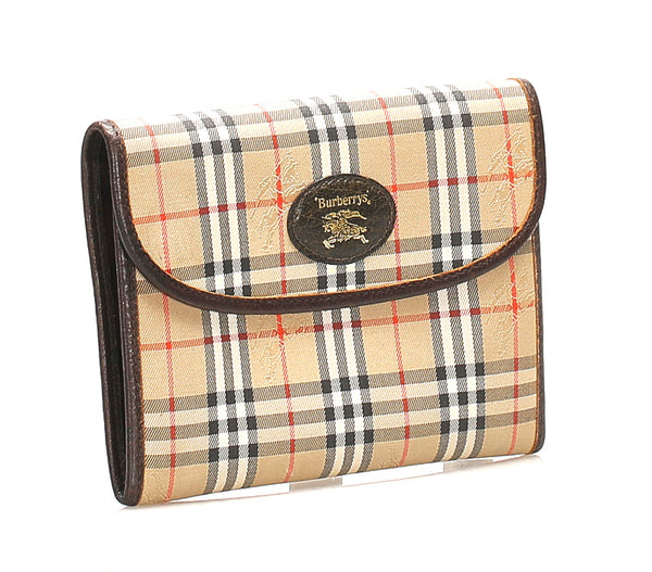 バーバリー ノバチェック ブラウン 茶 キャンバス レザー ポーチ ユニセックス BURBERRY 中古