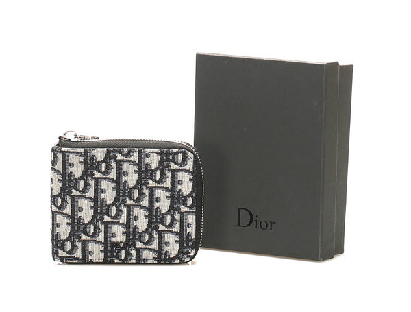 ディオール トロッター オブリーク グレー キャンバス レザー コインケース レディース Dior 中古