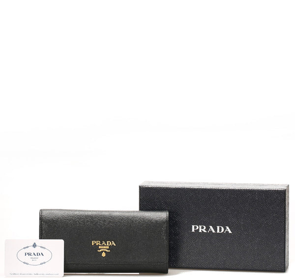 プラダ 1MH132 ブラック 黒 サフィアーノ 長財布 レディース PRADA 中古