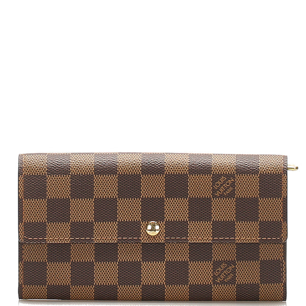 ルイ ヴィトン ダミエ ポルトフォイユサラ N61734 ブラウン PVC レザー 長財布 ユニセックス LOUIS VUITTON 中古