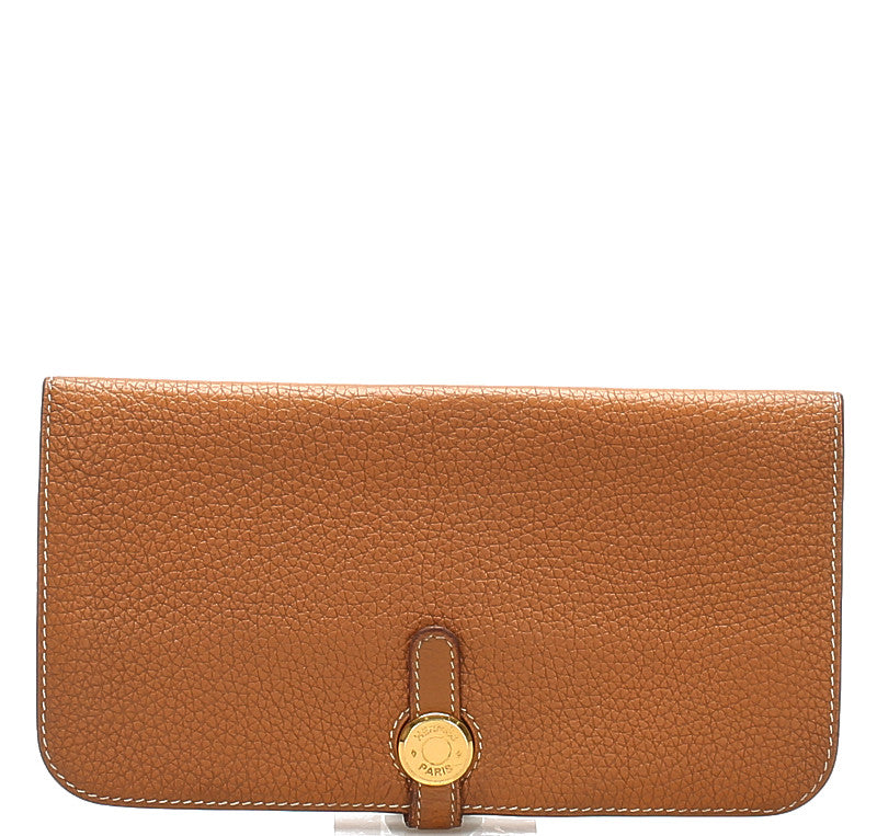 エルメス ドゴンロング ブラウン 茶 レザー 長財布 ユニセックス HERMES □O印刻（2011年制）刻印 中古