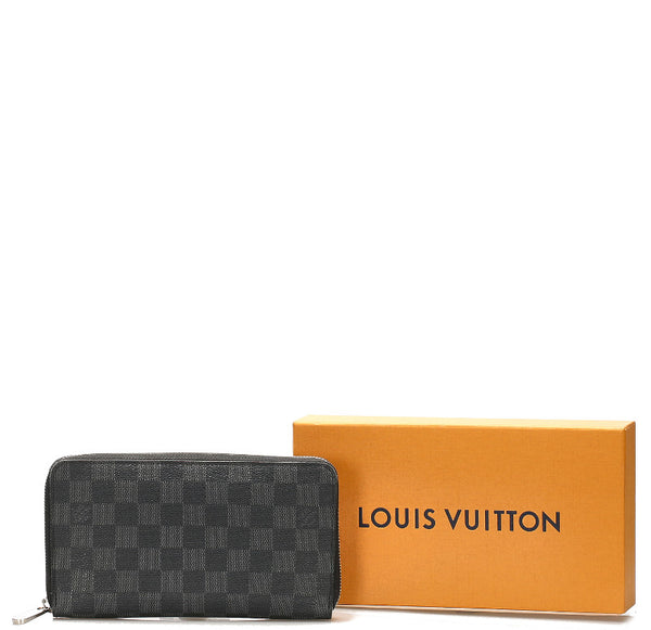 ルイ ヴィトン ダミエグラフィット ジッピーオーガナイザー N63077 ブラック PVC レザー ラウンドファスナー 長財布 メンズ LOUIS VUITTON 中古