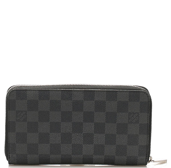 ルイ ヴィトン ダミエグラフィット ジッピーオーガナイザー N63077 ブラック PVC レザー ラウンドファスナー 長財布 メンズ LOUIS VUITTON 中古