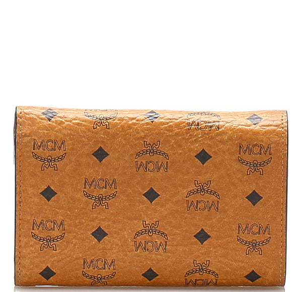 エム シー エム ブラウン 茶 レザー 三つ折り財布 レディース MCM 中古