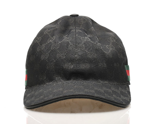 グッチ GGキャンバス シェリーライン ブラック 黒 キャンバス レザー キャップ ユニセックス GUCCI 中古