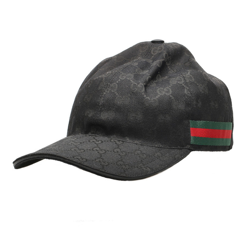 グッチ GGキャンバス シェリーライン ブラック 黒 キャンバス レザー キャップ ユニセックス GUCCI 中古