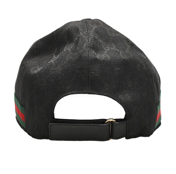 グッチ GGキャンバス シェリーライン ブラック 黒 キャンバス レザー キャップ ユニセックス GUCCI 中古