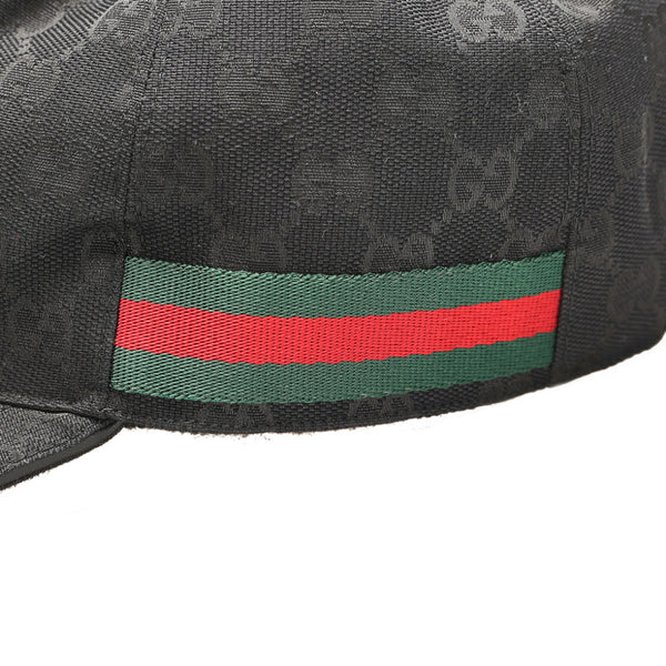 グッチ GGキャンバス シェリーライン ブラック 黒 キャンバス レザー キャップ ユニセックス GUCCI 中古