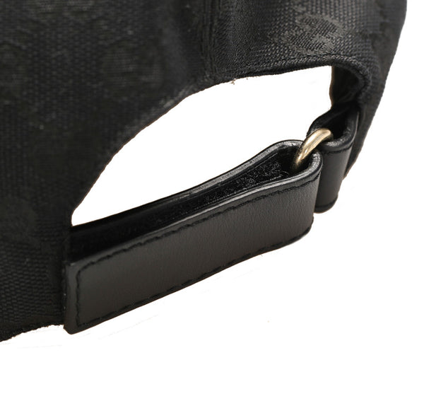 グッチ GGキャンバス シェリーライン ブラック 黒 キャンバス レザー キャップ ユニセックス GUCCI 中古