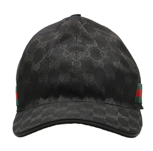 グッチ GGキャンバス シェリーライン 200035 ブラック 黒 キャンバス レザー キャップ ユニセックス GUCCI 中古