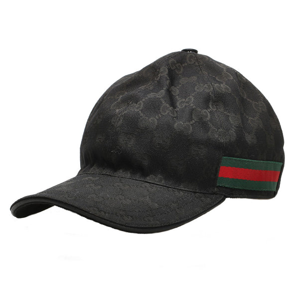 グッチ GGキャンバス シェリーライン 200035 ブラック 黒 キャンバス レザー キャップ ユニセックス GUCCI 中古