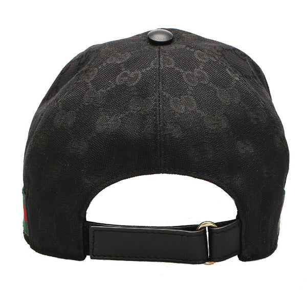 グッチ GGキャンバス シェリーライン 200035 ブラック 黒 キャンバス レザー キャップ ユニセックス GUCCI 中古