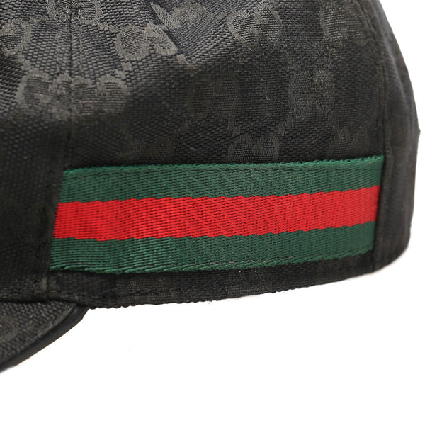 グッチ GGキャンバス シェリーライン 200035 ブラック 黒 キャンバス レザー キャップ ユニセックス GUCCI 中古