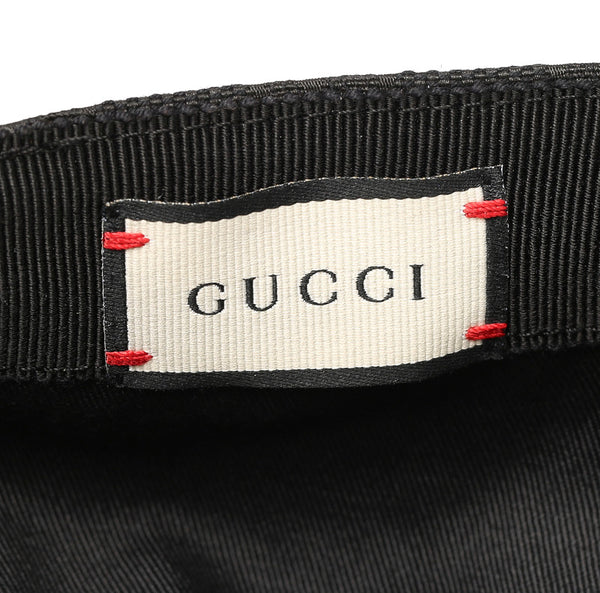 グッチ GGキャンバス シェリーライン 200035 ブラック 黒 キャンバス レザー キャップ ユニセックス GUCCI 中古