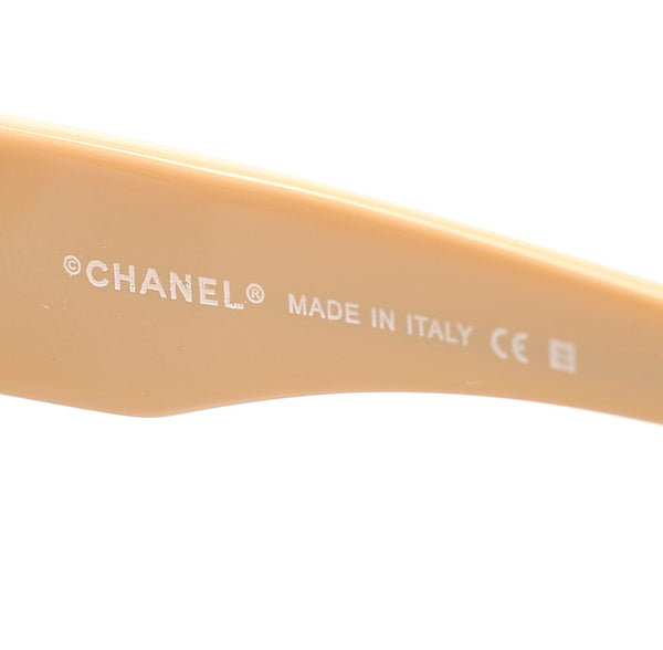 シャネル ラインストーン ベージュ プラスチック サングラス レディース CHANEL 中古