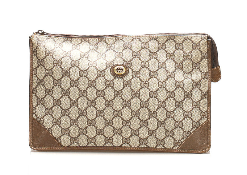 グッチ GGスプリーム 89.01.029 PVC クラッチバッグ レディース GUCCI 中古