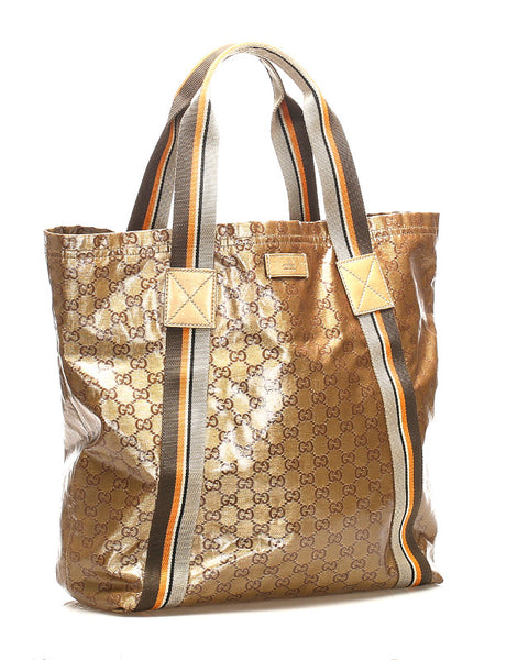 グッチ GGクリスタル 189669 ブラウン 茶 PVC トートバッグ ユニセックス GUCCI 中古