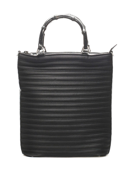 グッチ バンブー 002 1998 0353 ブラック 黒 ナイロン レザー ハンドバッグ レディース GUCCI 中古