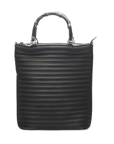 グッチ バンブー 002 1998 0353 ブラック 黒 ナイロン レザー ハンドバッグ レディース GUCCI 中古