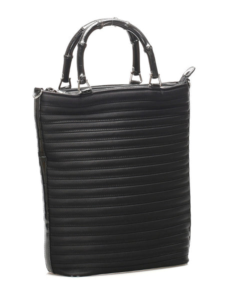 グッチ バンブー 002 1998 0353 ブラック 黒 ナイロン レザー ハンドバッグ レディース GUCCI 中古