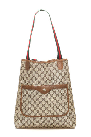 グッチ GGスプリーム シェリー 56.02.003 ブラウン 茶 PVC レザー トートバッグ ユニセックス GUCCI 中古