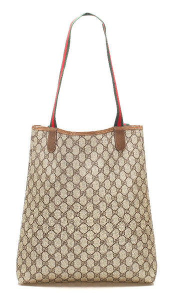 グッチ GGスプリーム シェリー 56.02.003 ブラウン 茶 PVC レザー トートバッグ ユニセックス GUCCI 中古