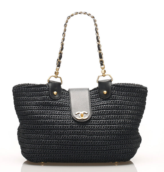 シャネル チェーン ココマーク ストロー レザー ショルダーバッグ レディース CHANEL 中古