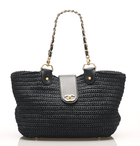 シャネル チェーン ココマーク ストロー レザー ショルダーバッグ レディース CHANEL 中古