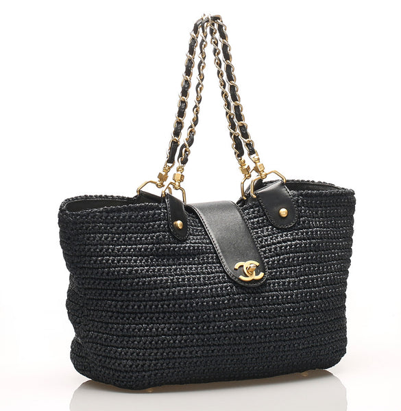 シャネル チェーン ココマーク ストロー レザー ショルダーバッグ レディース CHANEL 中古