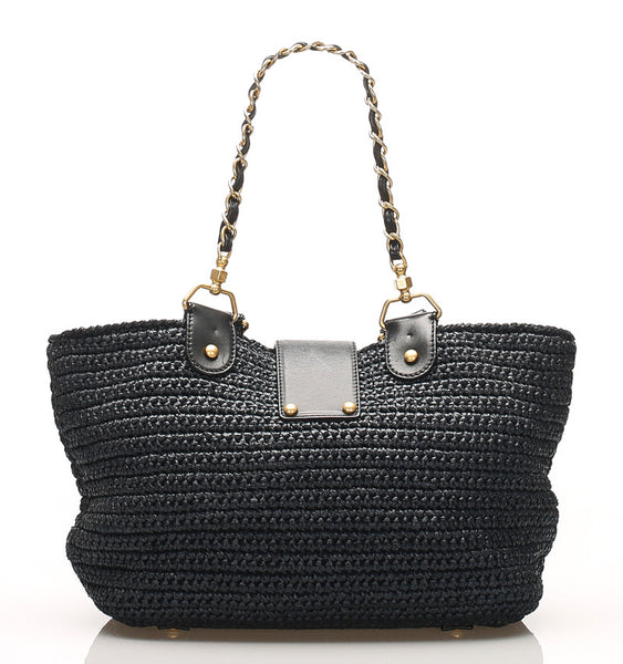 シャネル チェーン ココマーク ストロー レザー ショルダーバッグ レディース CHANEL 中古