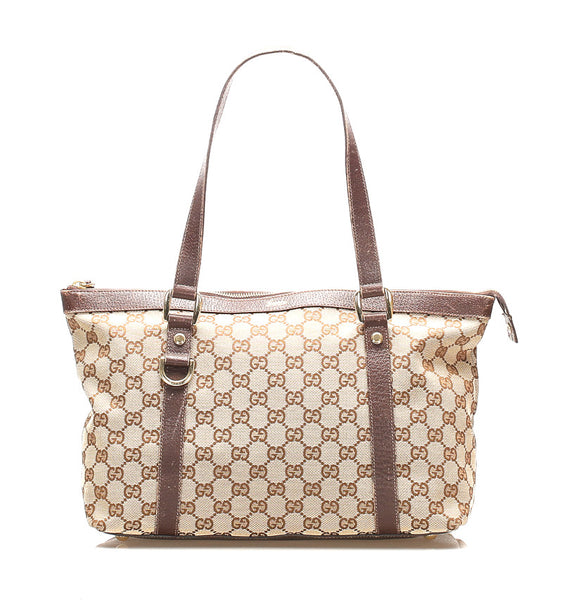 グッチ GGキャンバス ブラウン 茶 キャンバス レザー トートバッグ レディース GUCCI 中古