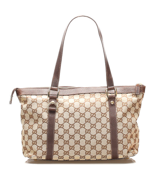 グッチ GGキャンバス ブラウン 茶 キャンバス レザー トートバッグ レディース GUCCI 中古