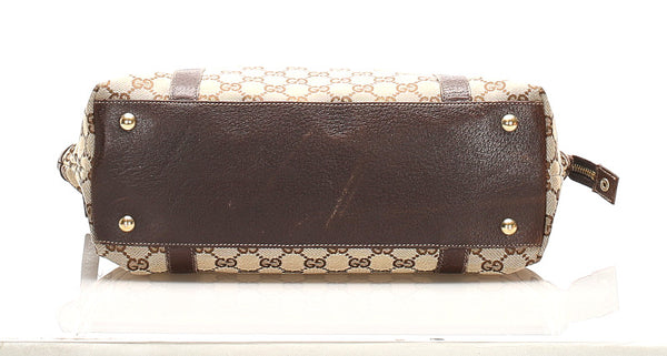 グッチ GGキャンバス ブラウン 茶 キャンバス レザー トートバッグ レディース GUCCI 中古