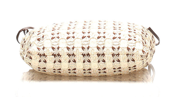 プラダ BN0710 アイボリー ブラウン ナイロン レザー ハンドバッグ レディース PRADA 中古