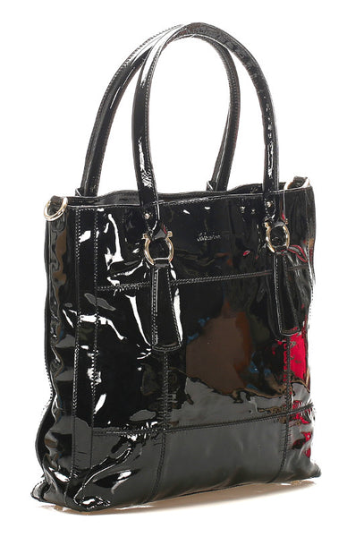 サルヴァトーレフェラガモ ガンチーニ DY-21 7471 ブラック 黒 エナメル ハンドバッグ ショルダーバッグ 2WAY レディース Salvatore Ferragamo 中古