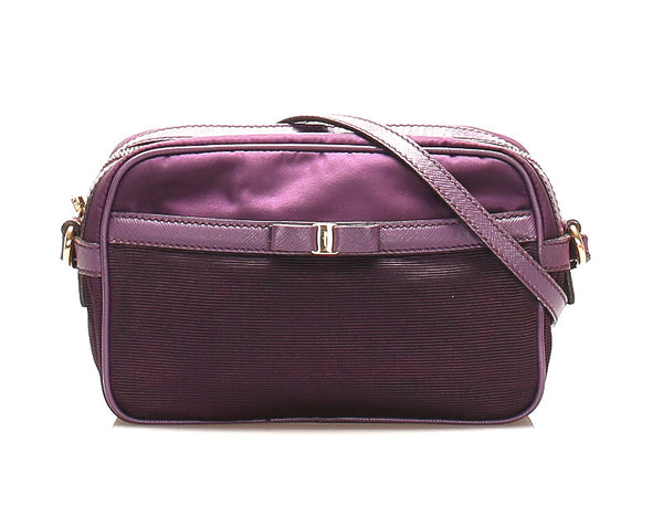 サルヴァトーレフェラガモ ヴァラリボン AU-21/0172 パープル ナイロン ショルダーバッグ レディース Salvatore Ferragamo 中古