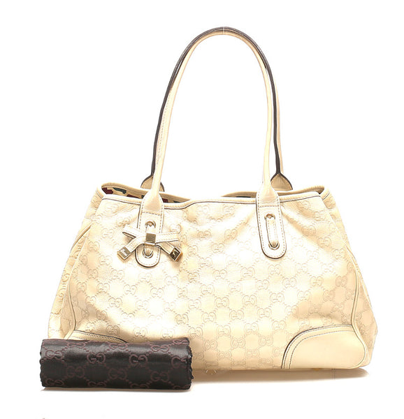 グッチ シマ 163805 アイボリー レザー トートバッグ レディース GUCCI 中古