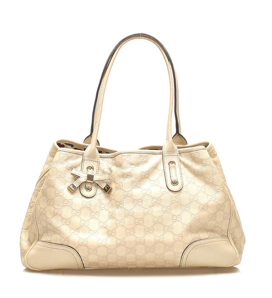 グッチ シマ 163805 アイボリー レザー トートバッグ レディース GUCCI 中古