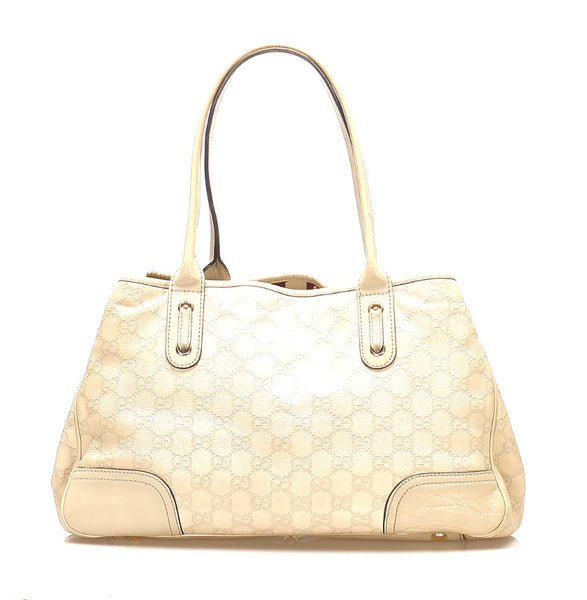 グッチ シマ 163805 アイボリー レザー トートバッグ レディース GUCCI 中古