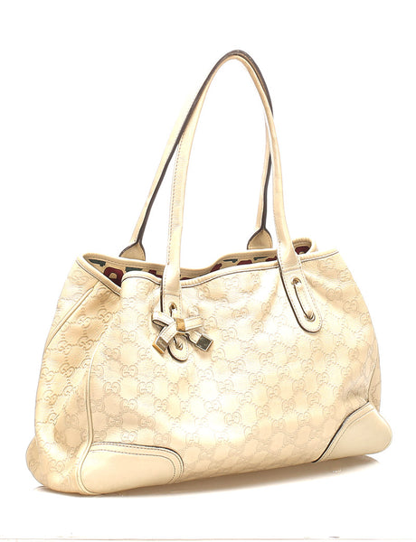 グッチ シマ 163805 アイボリー レザー トートバッグ レディース GUCCI 中古