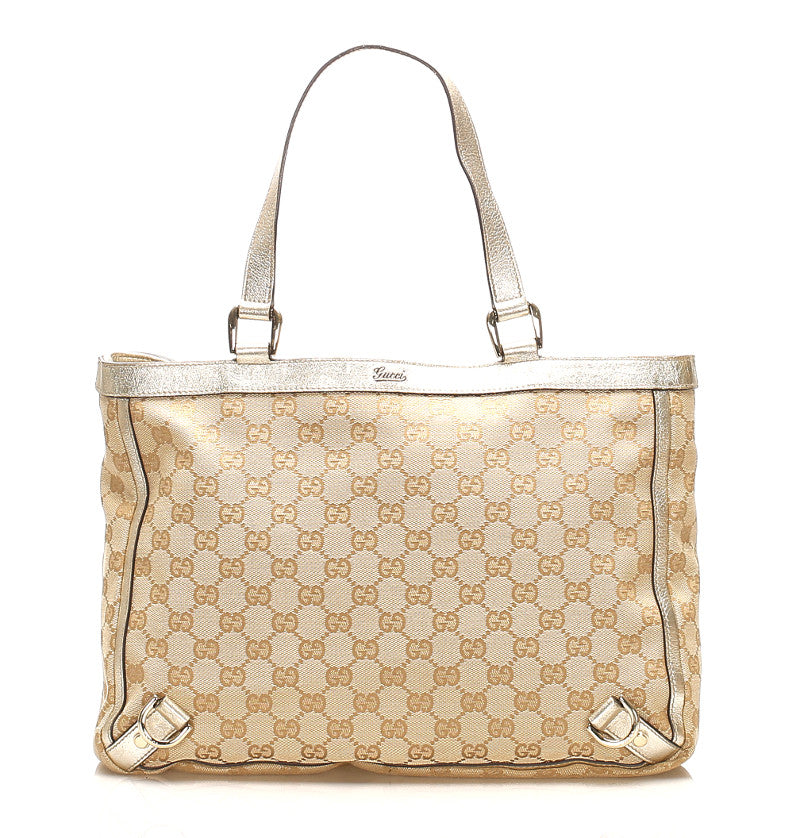 グッチ GGキャンバス アビー 170004 ベージュ ゴールド キャンバス レザー トートバッグ レディース GUCCI 中古