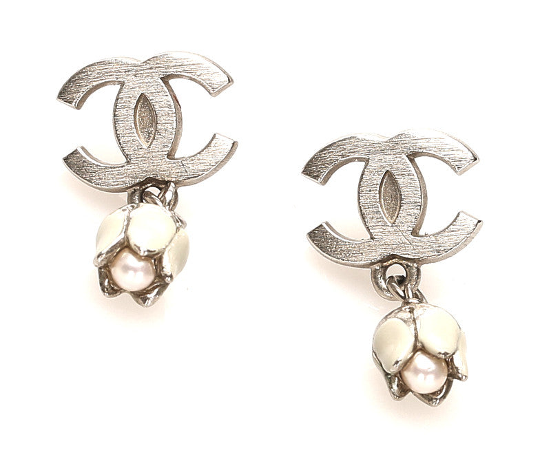 シャネル ココマーク パール 03 A シルバー メタル ピアス レディース CHANEL 中古