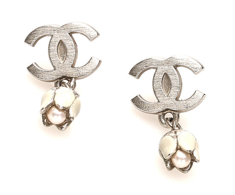 シャネル ココマーク パール 03 A シルバー メタル ピアス レディース CHANEL 中古